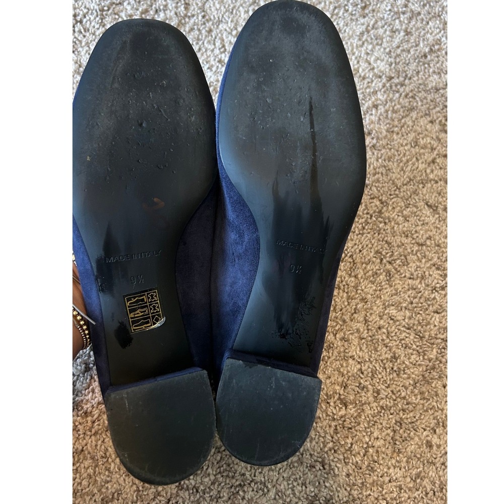 Everlane Day Heel Navy Blue Suede Block Heel Pumps Made in Italy SZ 9.5 - Picture 7 of 8